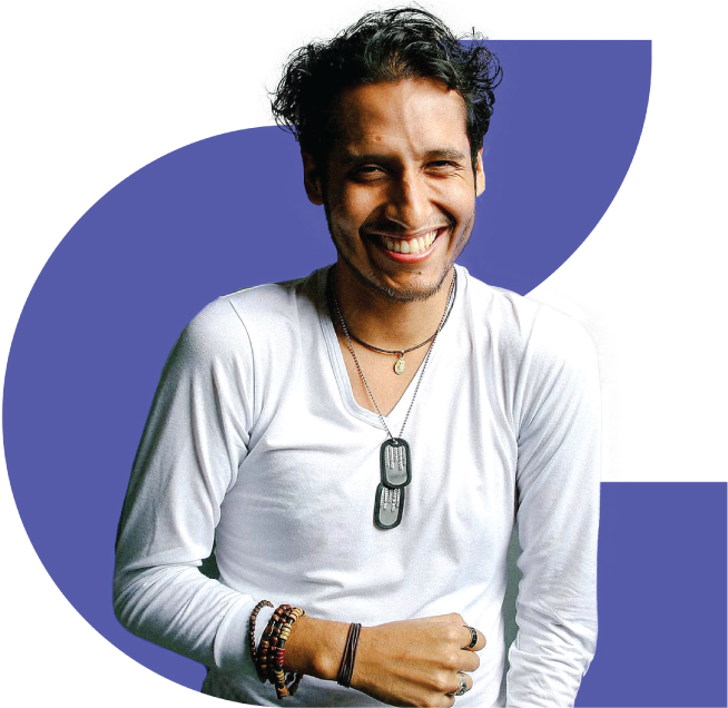 Person in white shirt with military tags